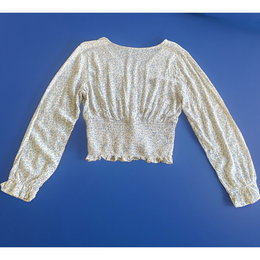 Paper Crane Puffy Sleeve Smock Top Blue & White Women’s Medium - Picture 6 of 10